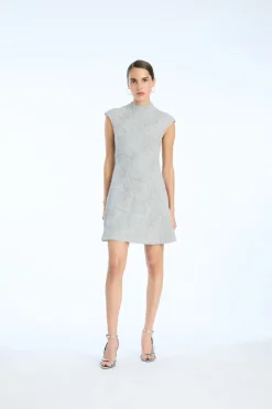 Mini Dresses|Dresses-ROTATE Birger Christensen Mesh Mini Dress Grey Violet Gray Violet color