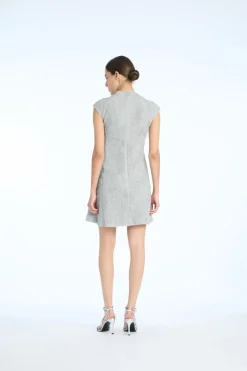 Mini Dresses|Dresses-ROTATE Birger Christensen Mesh Mini Dress Grey Violet Gray Violet color