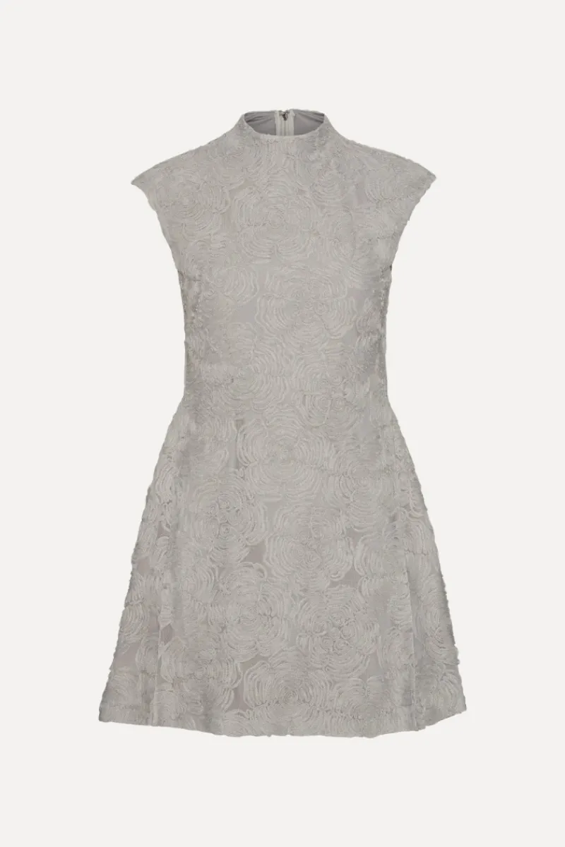 Mini Dresses|Dresses-ROTATE Birger Christensen Mesh Mini Dress Grey Violet Gray Violet color