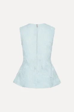 Tops-ROTATE Birger Christensen Mesh Sleeveless Top Blue Plein Air color