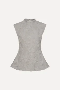 Tops-ROTATE Birger Christensen Mesh Sleeveless Top Grey Violet Gray Violet color