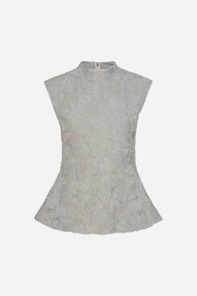 Tops-ROTATE Birger Christensen Mesh Sleeveless Top Grey Violet Gray Violet color