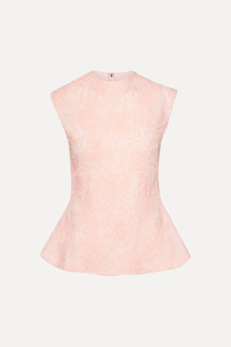 Tops-ROTATE Birger Christensen Mesh Sleeveless Top Light Pink Orchid Ice color