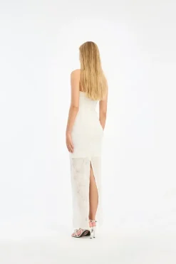 Bridal|Midi Dresses-ROTATE Birger Christensen Mesh Tube Dress White Egret color