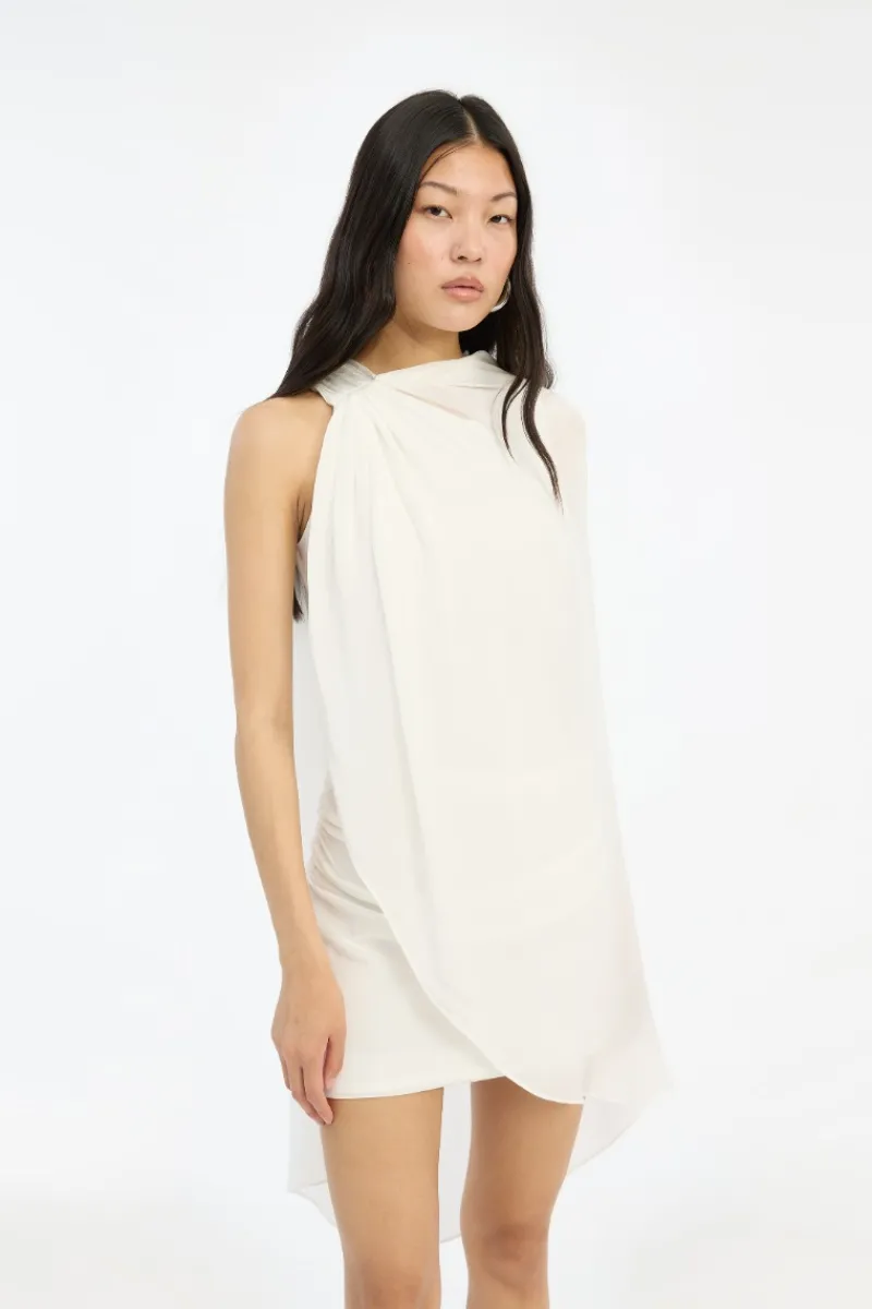 Bridal|Mini Dresses-ROTATE Birger Christensen Mini Cape Dress White Egret color