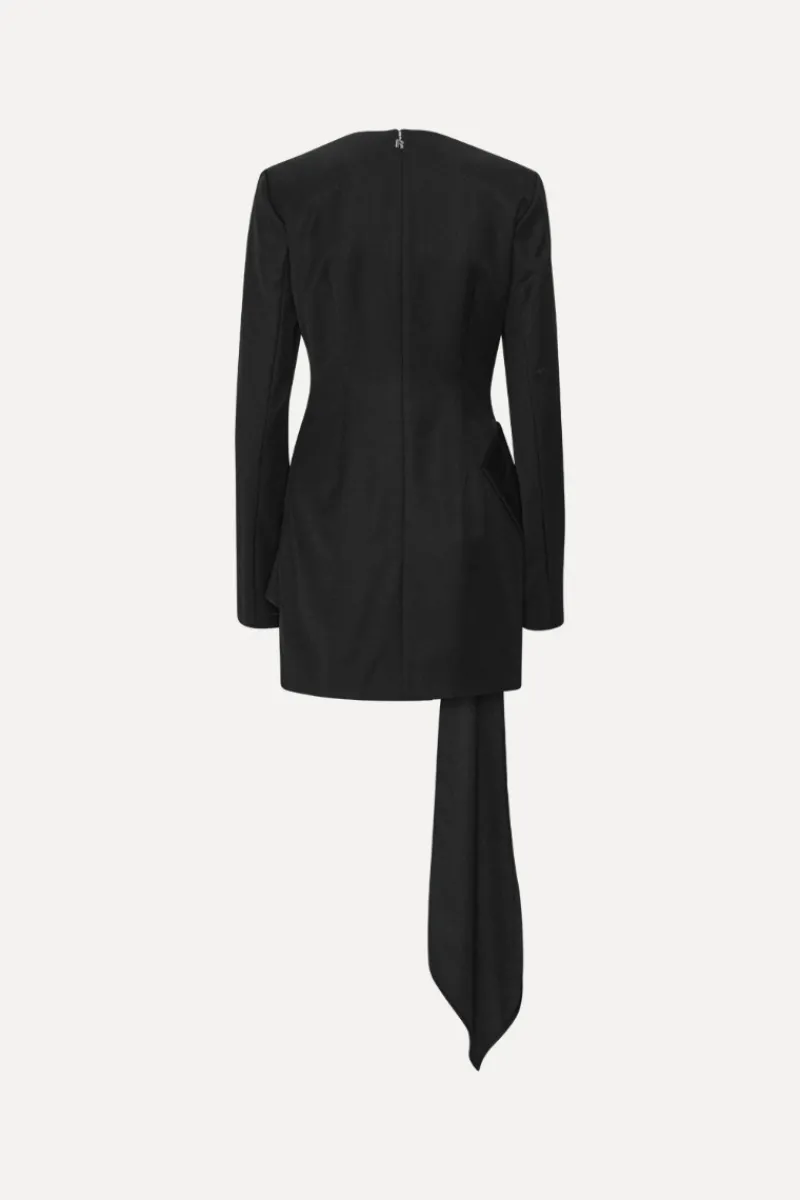 Mini Dresses|Dresses-ROTATE Birger Christensen Mini Dress W/ Bow Ls Black Black color
