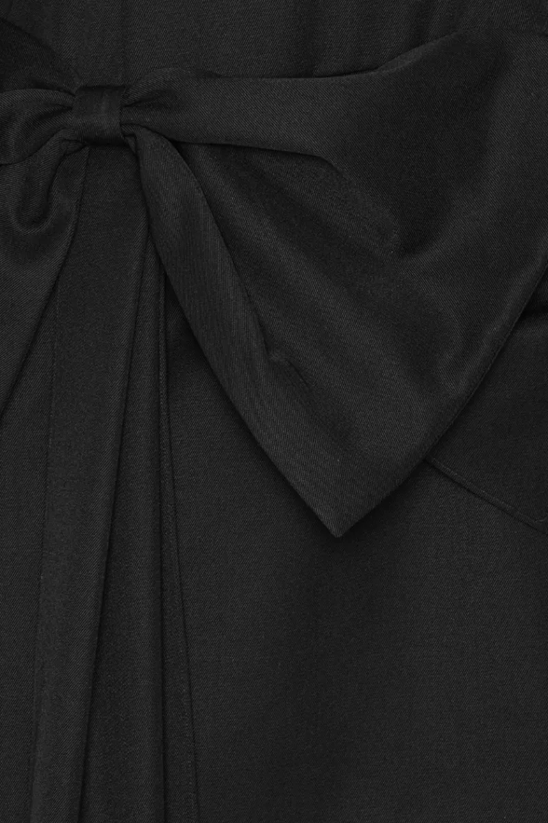 Mini Dresses|Dresses-ROTATE Birger Christensen Mini Dress W/ Bow Ls Black Black color