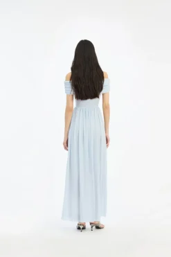 Dresses-ROTATE Birger Christensen Off-shoulder Maxi Dress Light Blue Plein Air color