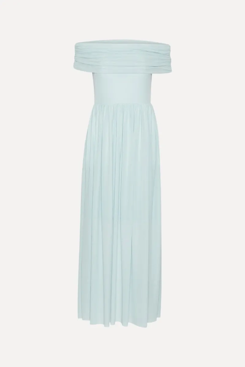 Dresses-ROTATE Birger Christensen Off-shoulder Maxi Dress Light Blue Plein Air color