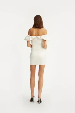 Bridal|Mini Dresses-ROTATE Birger Christensen Off-shoulder Mini Dress Creme White Egret color