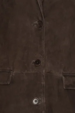 Tops|Outerwear-ROTATE Birger Christensen Oversized Suede Blazer Chocolate Brown Chocolate Brown color