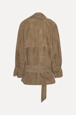 Outerwear-ROTATE Birger Christensen Oversized Suede Jacket Brown Morel color