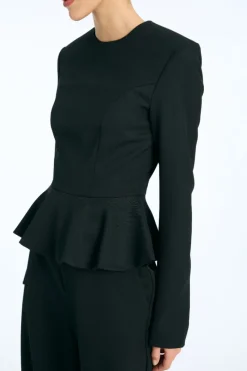 Tops-ROTATE Birger Christensen Peplum Ls Top Black Black color