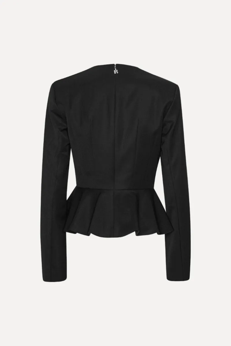 Tops-ROTATE Birger Christensen Peplum Ls Top Black Black color