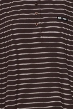 Tops-ROTATE Birger Christensen Pique Longsleeve Polo Brown Molé Comb. color