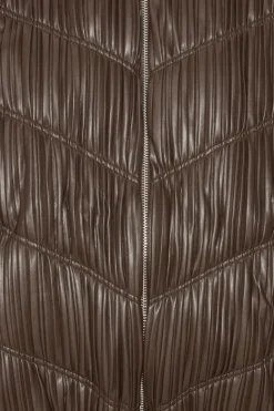 Outerwear-ROTATE Birger Christensen Pleated Bomber Jacket Dark Brown Chocolatecolor