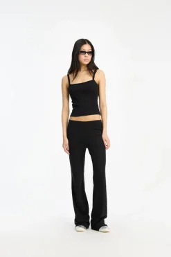 Pants-ROTATE Birger Christensen Pointelle Leggings Black Black color