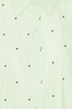 Tops-ROTATE Birger Christensen Poplin Oversized Shirt Striped Green Gleam (Green) Comb. color