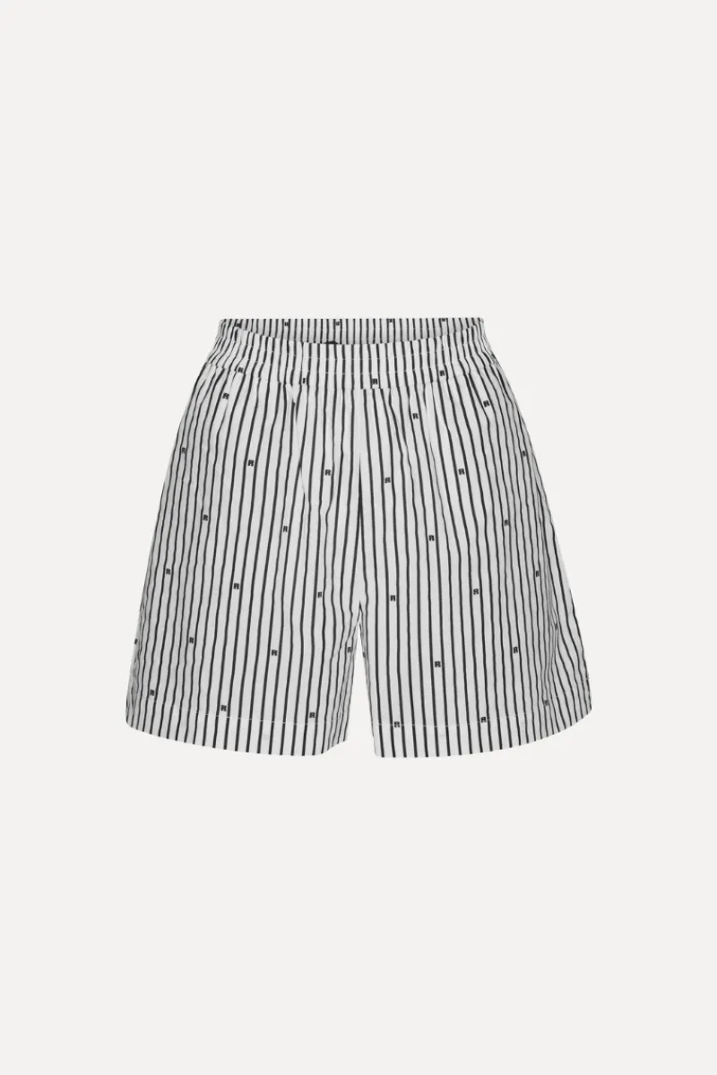 Skirts-ROTATE Birger Christensen Poplin Shorts Striped Black 1000 Black Comb. color