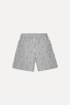 Skirts-ROTATE Birger Christensen Poplin Shorts Striped Black 1000 Black Comb. color
