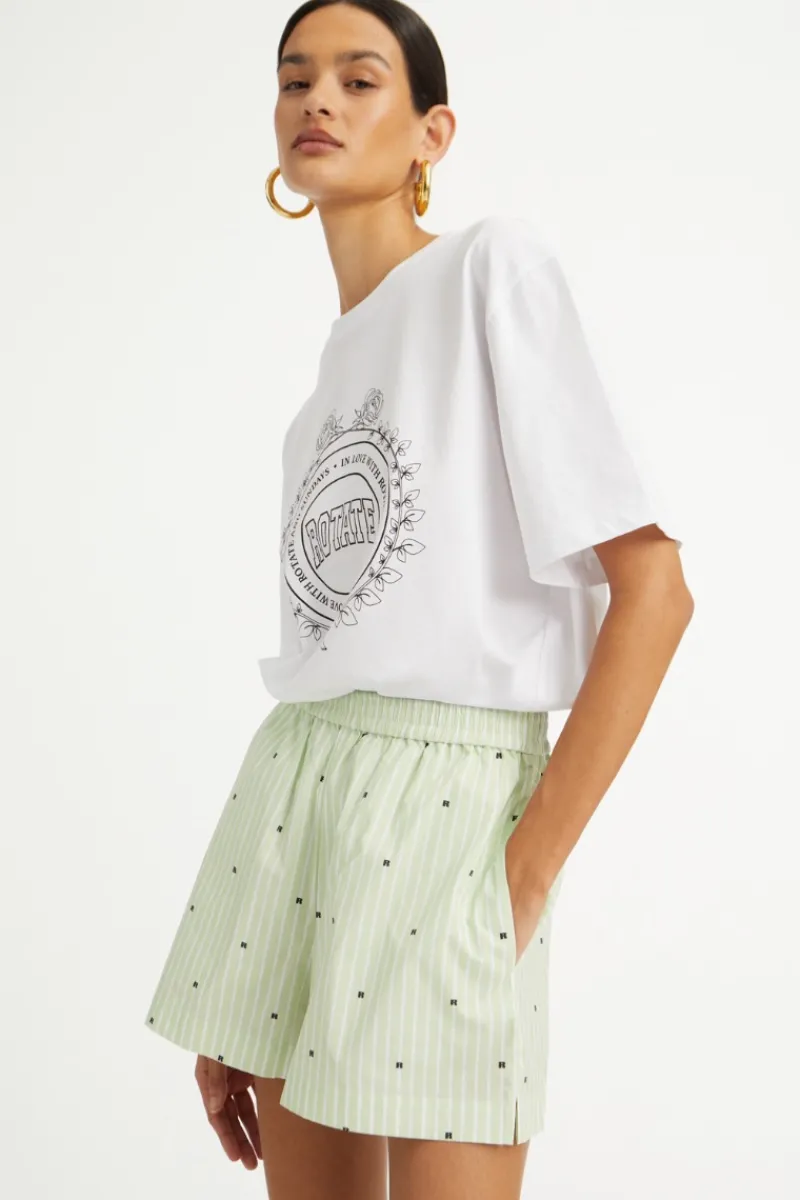 Skirts-ROTATE Birger Christensen Poplin Shorts Striped Green Gleam (Green) Comb. color