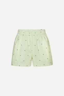 Skirts-ROTATE Birger Christensen Poplin Shorts Striped Green Gleam (Green) Comb. color
