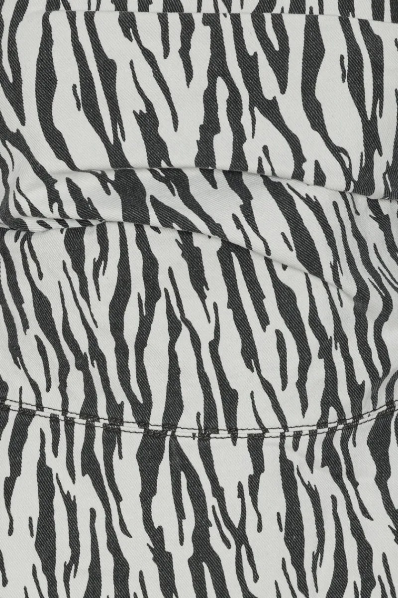 Tops-ROTATE Birger Christensen Printed Denim Top Black Print Egret Comb. color