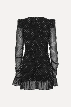 Mini Dresses|Dresses-ROTATE Birger Christensen Printed Long-sleeve Dress Black 1000 Black Comb. color