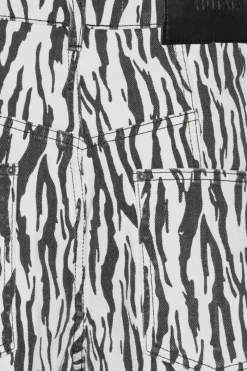 Pants-ROTATE Birger Christensen Printed Twill Cargo Pants Black Print Egret Comb. color