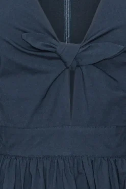 Midi Dresses|Dresses-ROTATE Birger Christensen Puff Sleeve Midi Dress Dark Blue Navy Blazer color