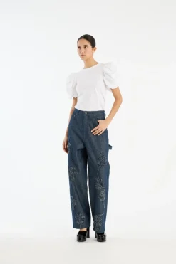 Tops-ROTATE Birger Christensen Puff Sleeve T-shirt Bright White Bright White color