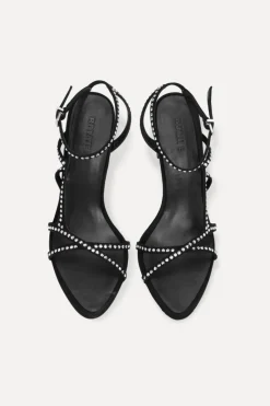 Shoes-ROTATE Birger Christensen Rhinestone Sandal Black Silver Comb. color