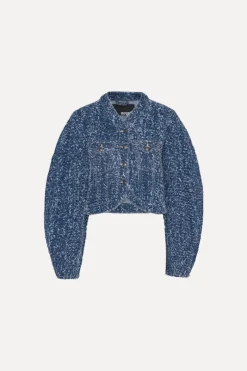 Outerwear-ROTATE Birger Christensen Round Sleeve Denim Jacket Medium Blue Medium Blue Denim color