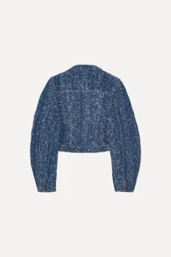 Outerwear-ROTATE Birger Christensen Round Sleeve Denim Jacket Medium Blue Medium Blue Denim color