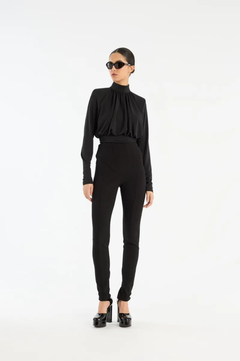Tops-ROTATE Birger Christensen Ruched Ls Top Black Black color