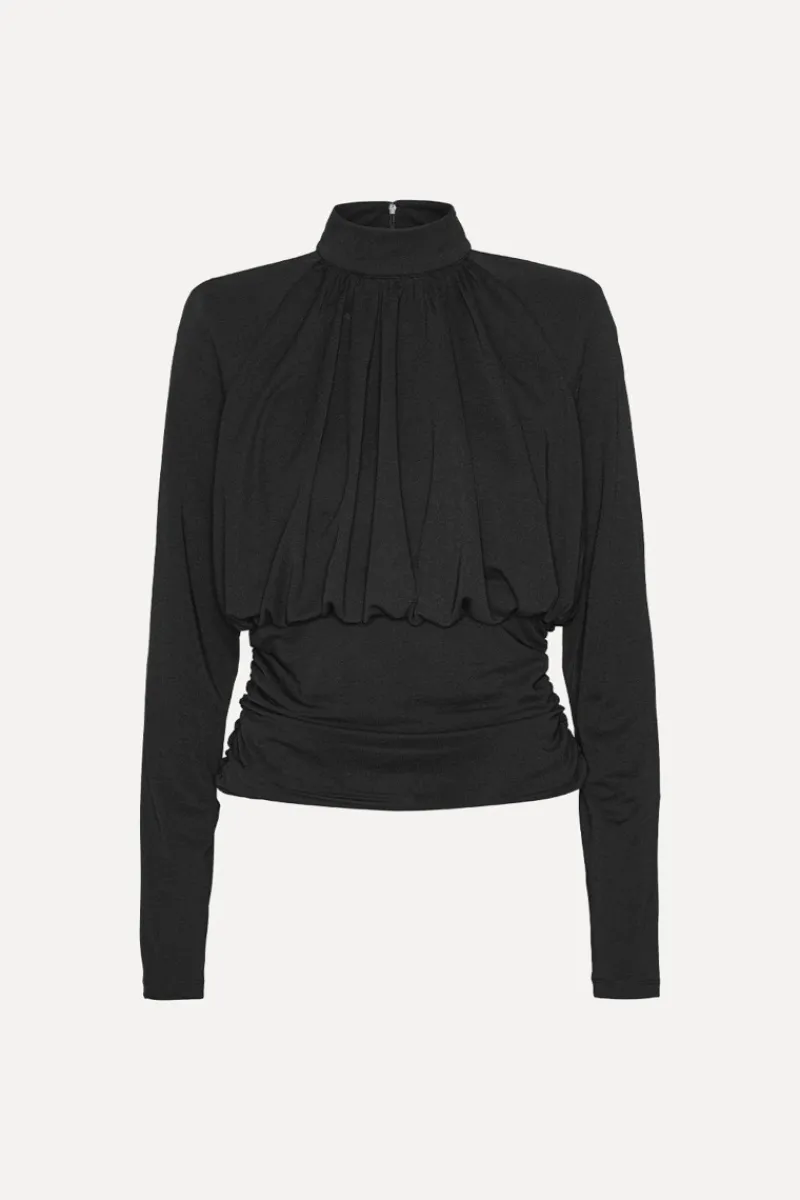 Tops-ROTATE Birger Christensen Ruched Ls Top Black Black color