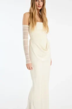 Bridal|Maxi Dress-ROTATE Birger Christensen Ruched Maxi Dress White Snow White color