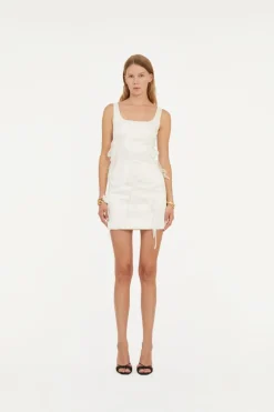 Bridal|Mini Dresses-ROTATE Birger Christensen Satin Big Flower Dress White Egret color