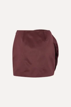 Skirts-ROTATE Birger Christensen Satin Big Flower Skirt Burgundy Zinfandelcolor