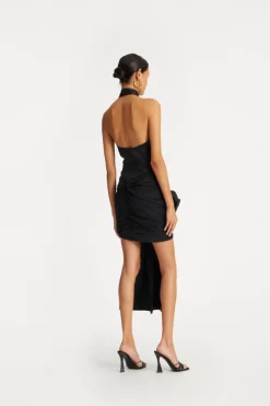 Mini Dresses|Dresses-ROTATE Birger Christensen Satin Bow Dress Black Black color