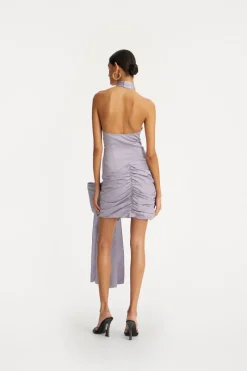 Dresses|Mini Dresses-ROTATE Birger Christensen Satin Bow Dress Purple Lavender Aura color