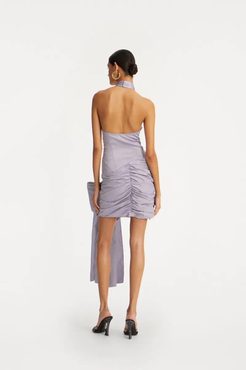Dresses|Mini Dresses-ROTATE Birger Christensen Satin Bow Dress Purple Lavender Aura color