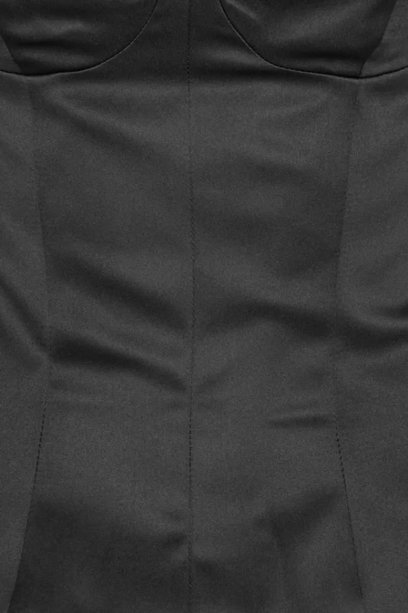 Tops-ROTATE Birger Christensen Satin Fitted Top Black Black color