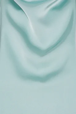 Bridal|Maxi Dress-ROTATE Birger Christensen Satin Halterneck Dress Dusty Blue Blue Haze color