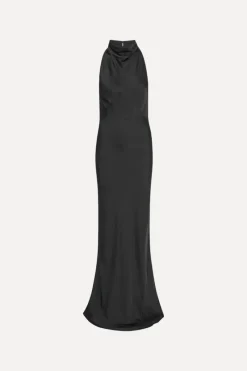 Maxi Dress|Dresses-ROTATE Birger Christensen Satin Maxi Dress Black Black color