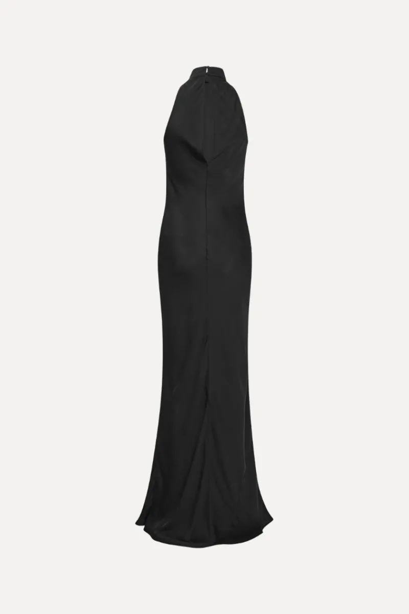 Maxi Dress|Dresses-ROTATE Birger Christensen Satin Maxi Dress Black Black color