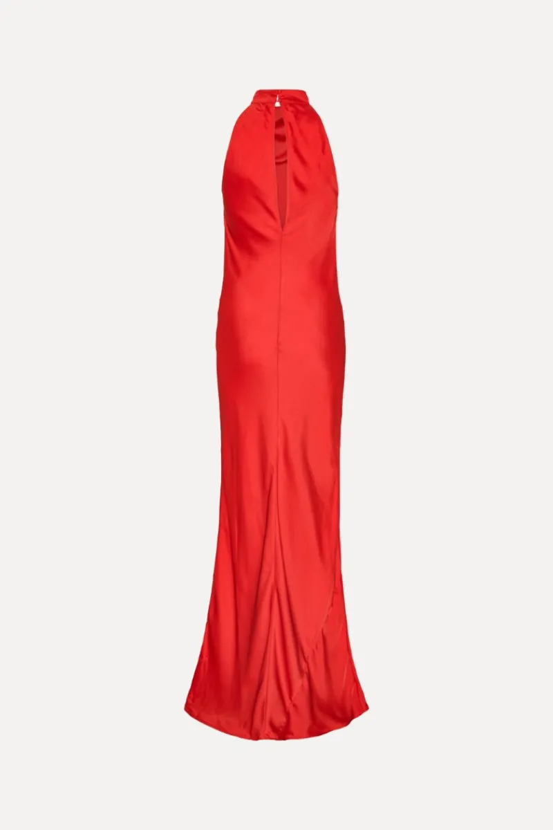 Maxi Dress|Dresses-ROTATE Birger Christensen Satin Maxi Dress Red Racing Red color