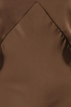 Maxi Dress-ROTATE Birger Christensen Satin Maxi Slip Dress Dark Brown Potting Soil color