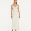 Bridal|Dresses-ROTATE Birger Christensen Satin Midi Dress White Egret Comb. color