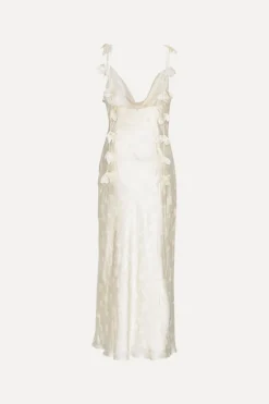 Bridal|Dresses-ROTATE Birger Christensen Satin Midi Dress White Egret Comb. color